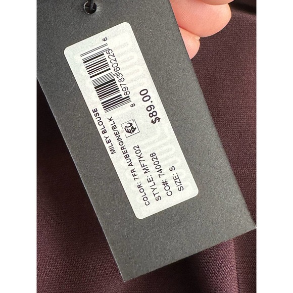 KOBI Aubergine/Black Miley Long Sleeve Blouse size Small - Picture 9 of 15